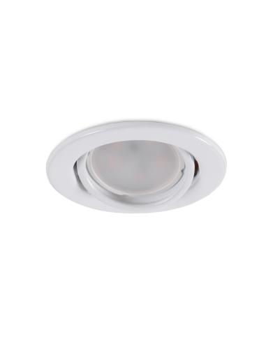 Aro Foco Downlight Circular Basculante  "Vepa" Acero 90mm - Blanco