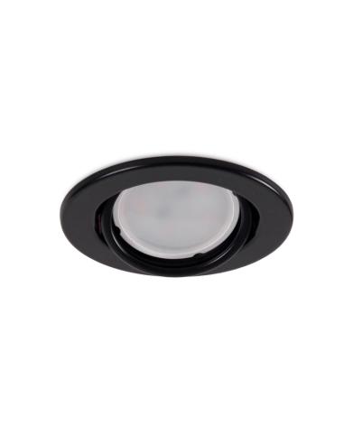 Aro Foco Downlight Circular Basculante  "Vepa" Acero 90mm - Negro