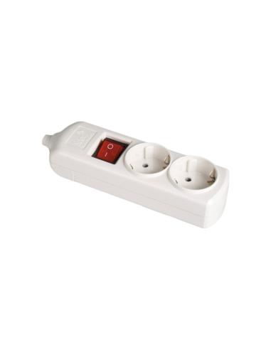 Base Bipolar 2 Tomas con T/T Lateral 16A 250V Blanco Interruptor Luminoso Solera [E3-41211]