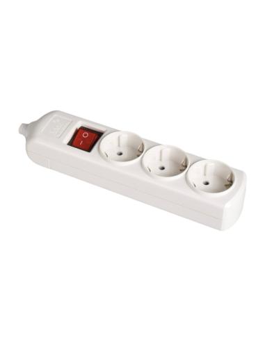 Base Bipolar 3 Tomas con T/T Lateral 16A 250V Color Blanco Interruptor Luminoso. Solera [E3-41213]