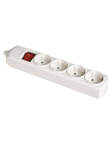 Base Bipolar 4 Tomas con T/T Lateral 16A 250V Color Blanco Interruptor Luminoso Solera [E3-41215