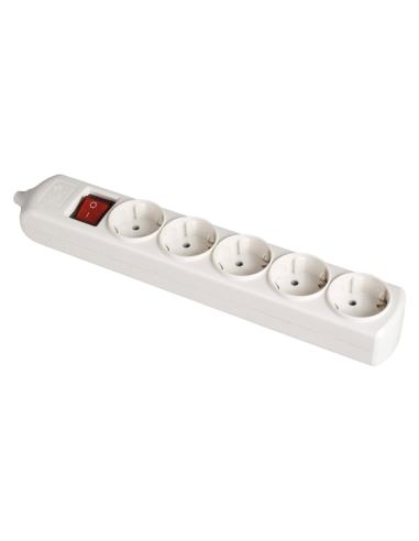 Base Bipolar 5 Tomas con T/T Lateral 16A 250V Color Blanco Interruptor Luminoso Solera [E3-41217]