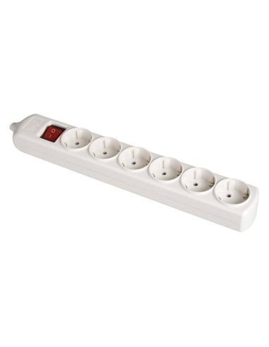 Base Bipolar 6 Tomas con T/T Lateral 16A 250V Color Blanco Interruptor Luminoso Solera [E3-41219]