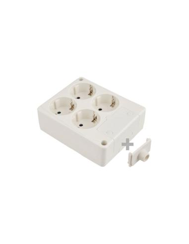 Base Bipolar 4 Tomas con T/T Lateral 16A 250V Color Blanco Solera [E3-41220]