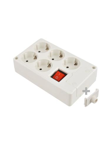 Base Bipolar 5 Tomas con T/T Lateral 16A 250V Color Blanco Interruptor Luminoso Solera [E3-41221]