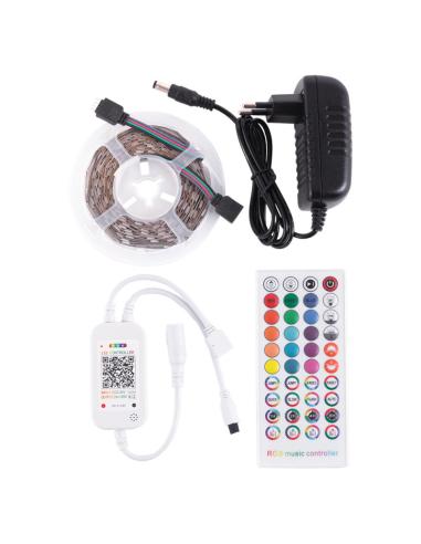 Kit Tira 36W 1.500Lm 150 LED 5 metros RGB Blister Transformador, Controlador, Control Bluetooth IP20 40.000H [CA-KITRGB-5M]