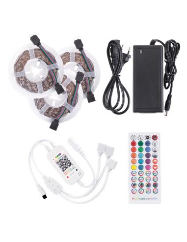 Kit Tira 108W 4.500Lm 450 LED 15 metros RGB Blister Transformador, Controlador, Control Remoto IP20 40.000H [CA-KITRGB-15M]