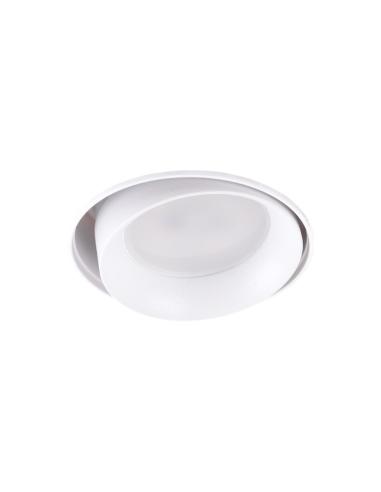 Aro Foco Downlight Circular Aluminio Blanco Basculante Integración Yeso Ø75mm